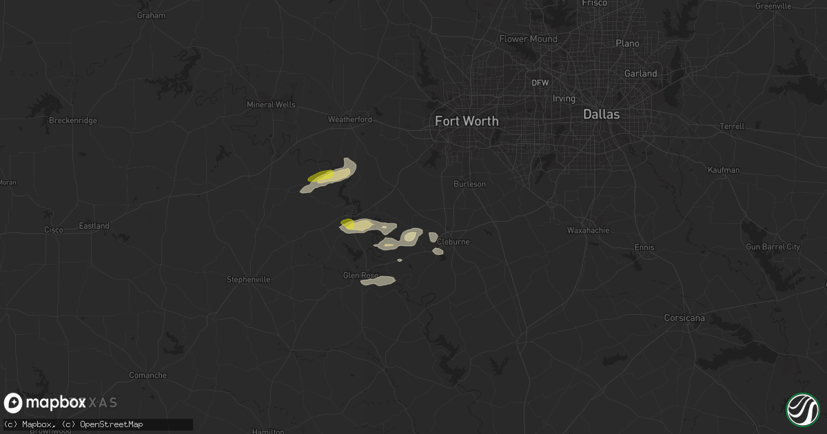 Hail map in Godley, TX on December 3, 2021