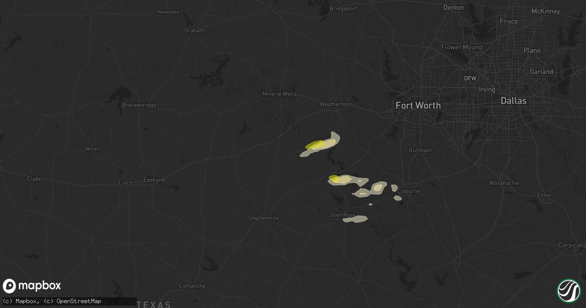 Hail map in Lipan, TX on December 3, 2021