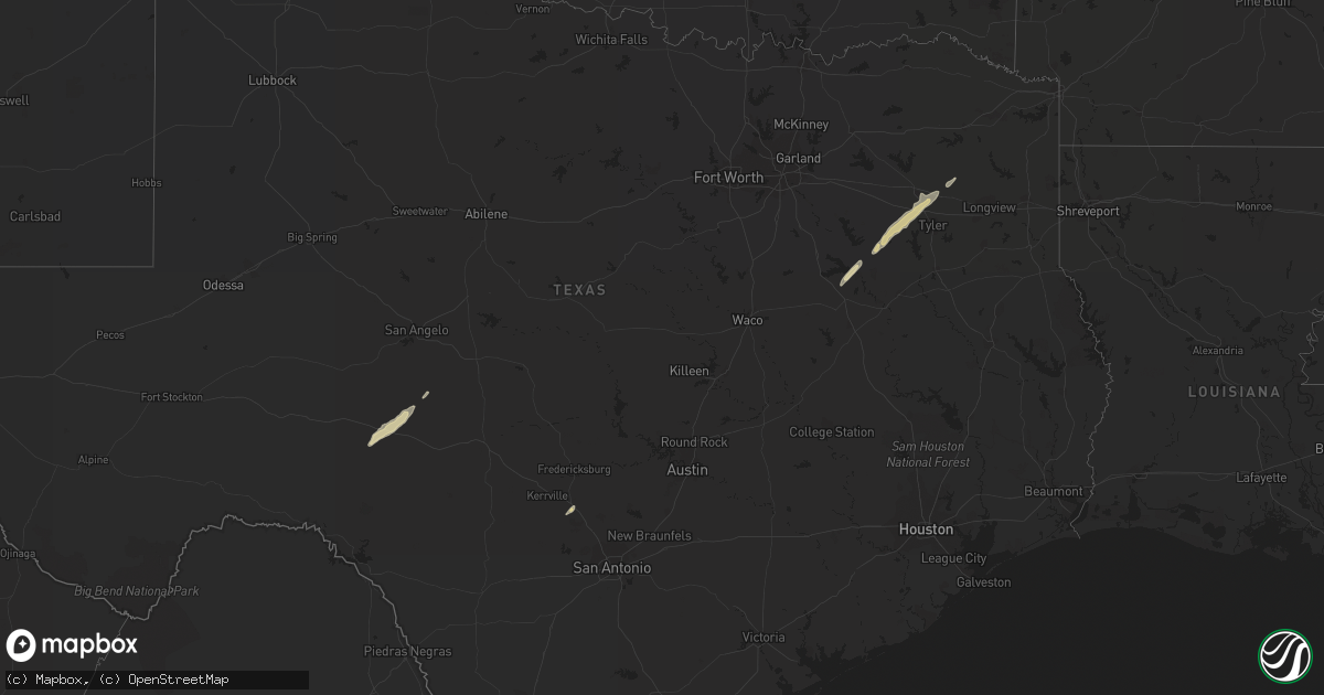 Hail map in Texas on December 4, 2011