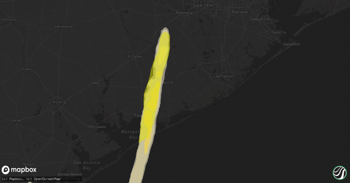 Hail map in Bay City, TX on December 4, 2016