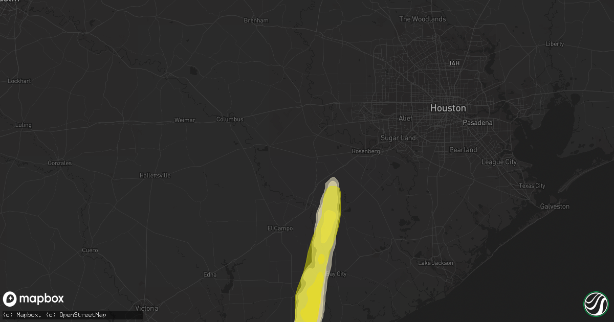 Hail map in East Bernard, TX on December 4, 2016