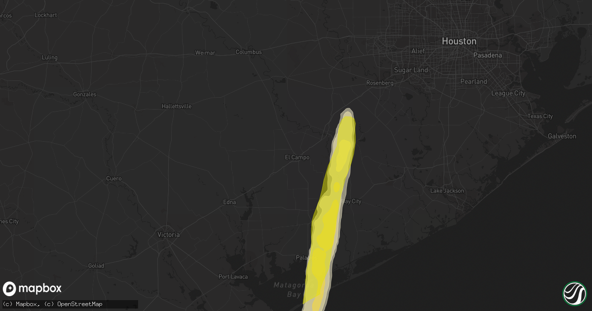 Hail map in El Campo, TX on December 4, 2016