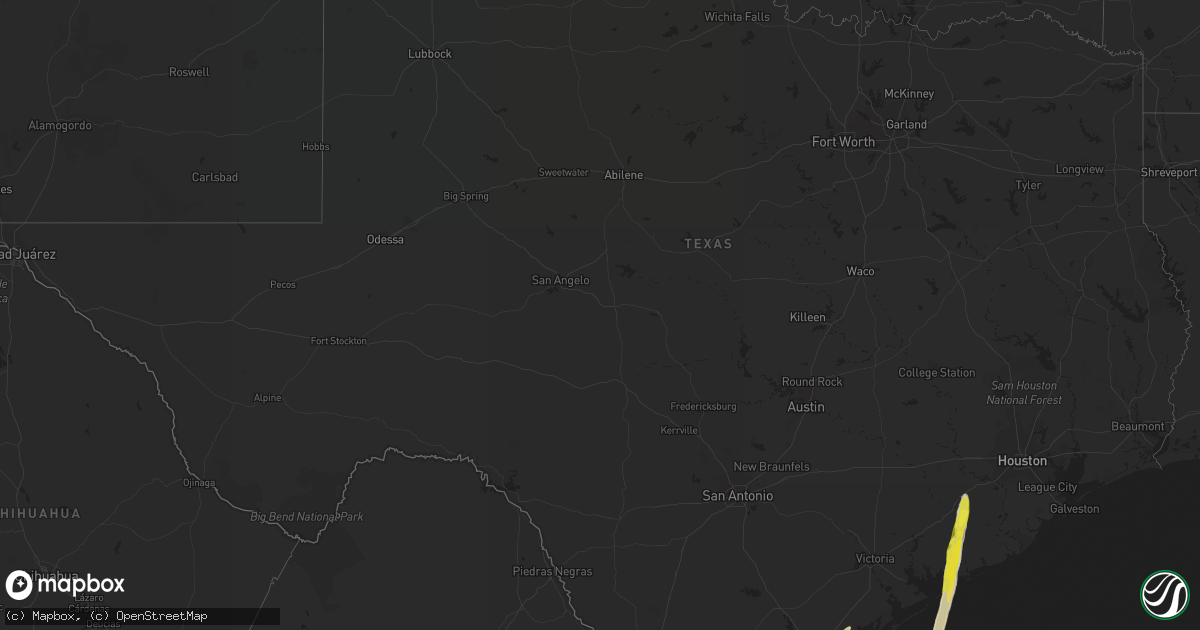 Hail map in Texas on December 4, 2016
