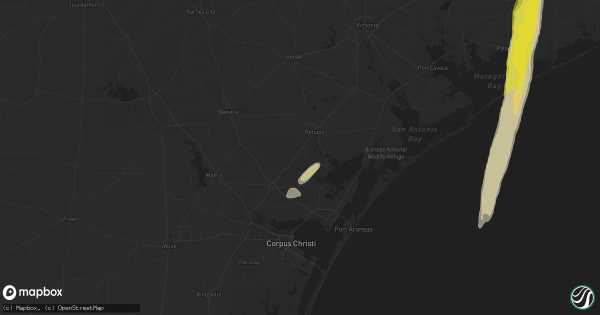 Hail map in Woodsboro, TX on December 4, 2016