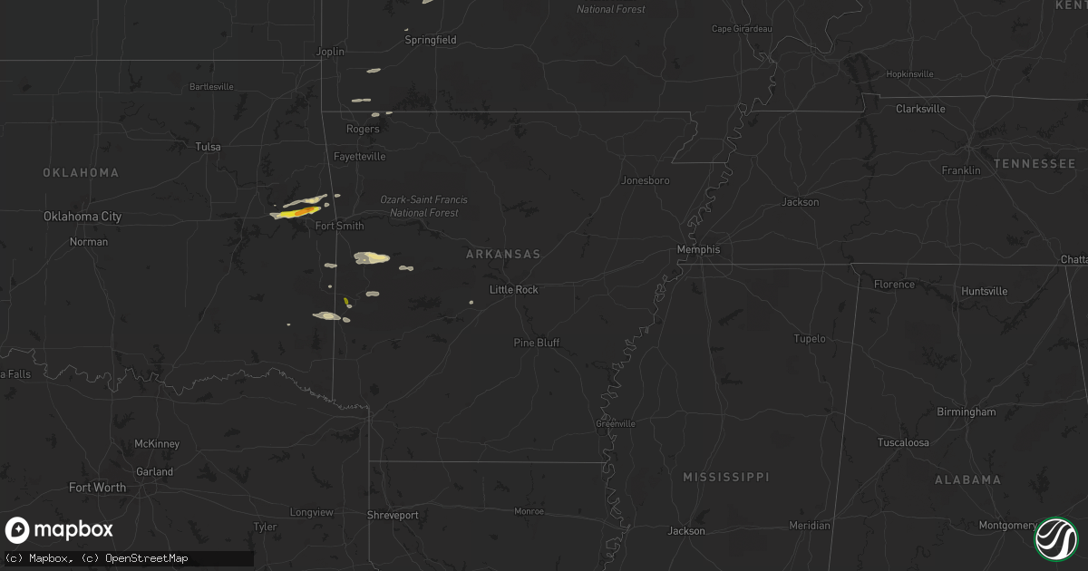 Hail map in Arkansas on December 4, 2017