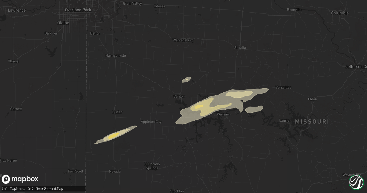 Hail map in Clinton, MO on December 4, 2017