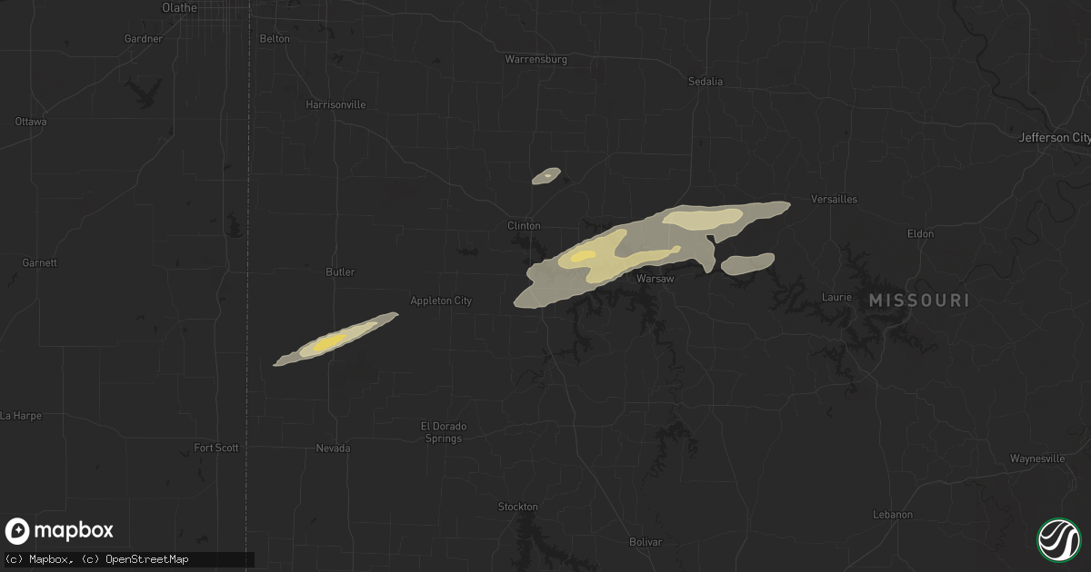 Hail map in Deepwater, MO on December 4, 2017