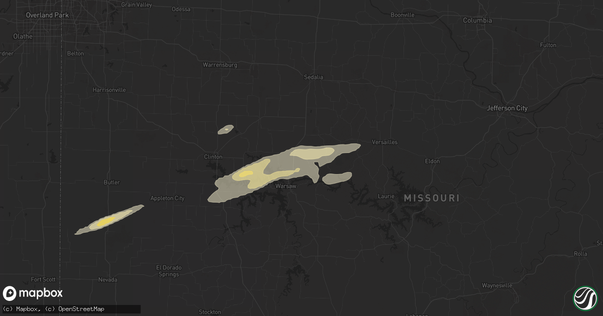 Hail map in Lincoln, MO on December 4, 2017