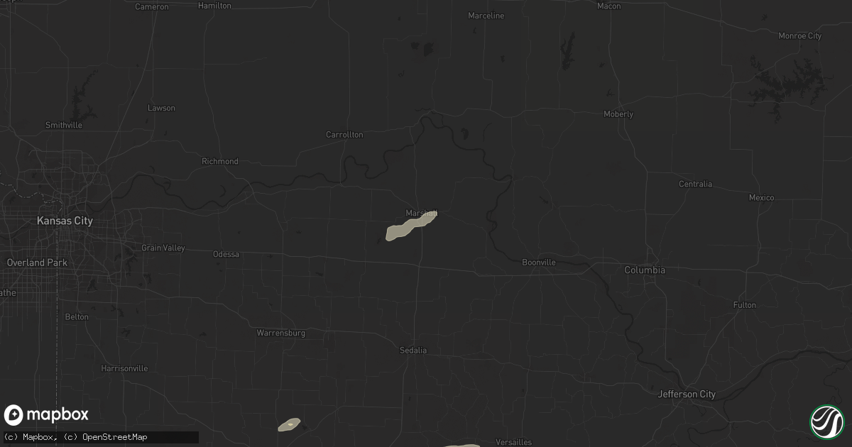 Hail map in Marshall, MO on December 4, 2017