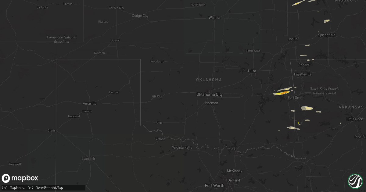 Hail map in Oklahoma on December 4, 2017