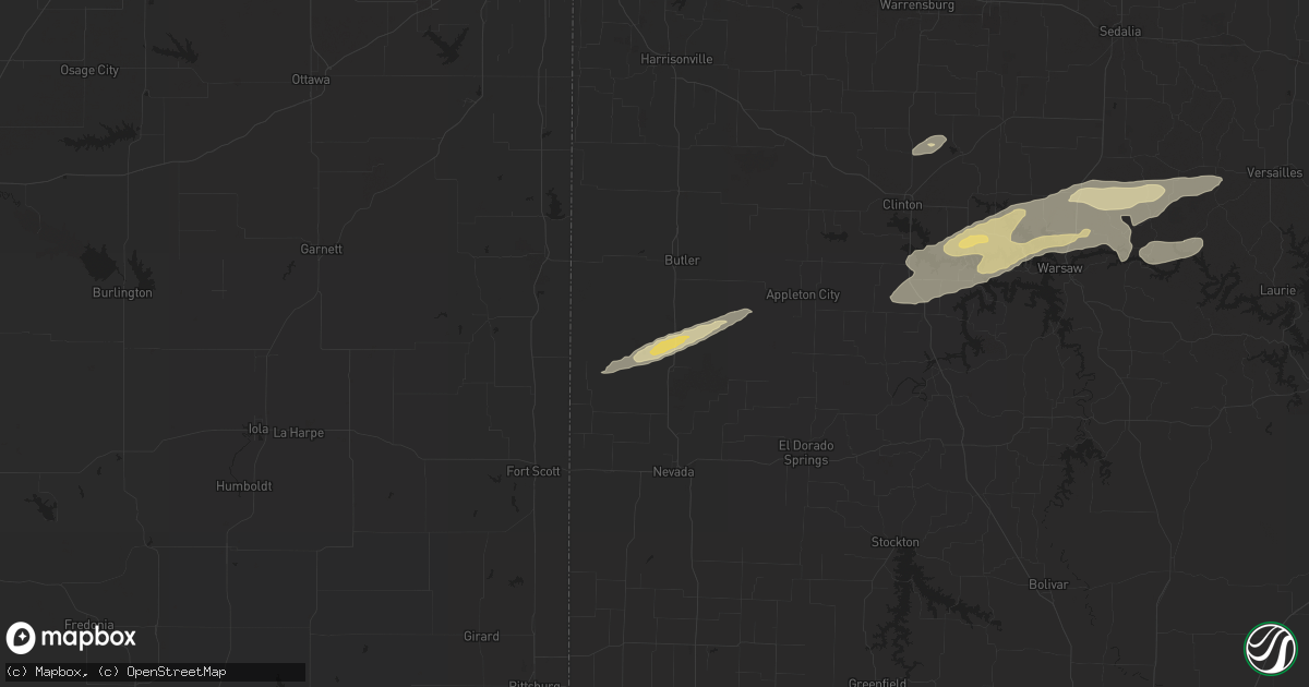Hail map in Rich Hill, MO on December 4, 2017