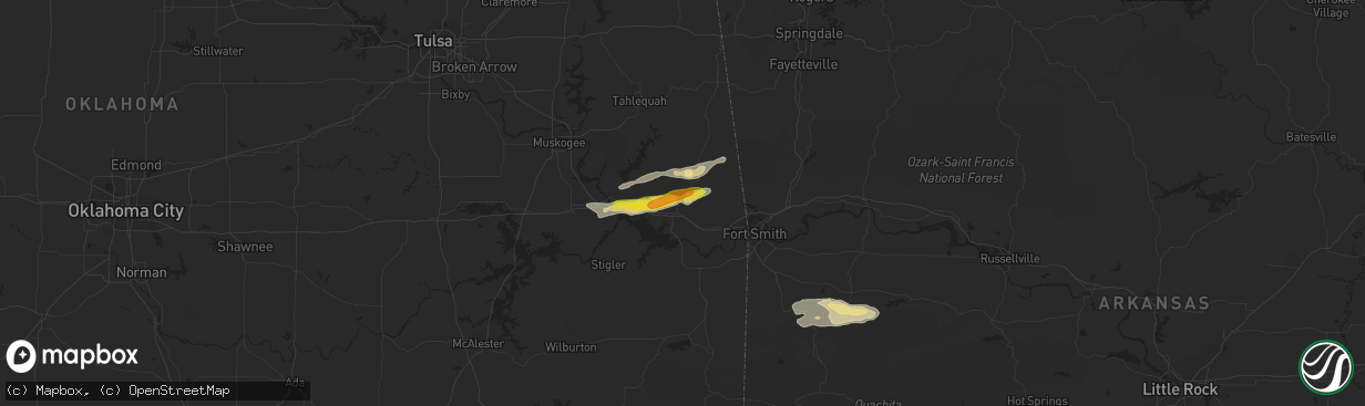 Hail map in Sallisaw, OK on December 4, 2017