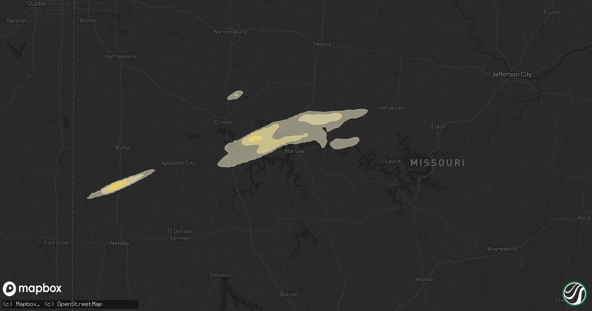 Hail map in Warsaw, MO on December 4, 2017