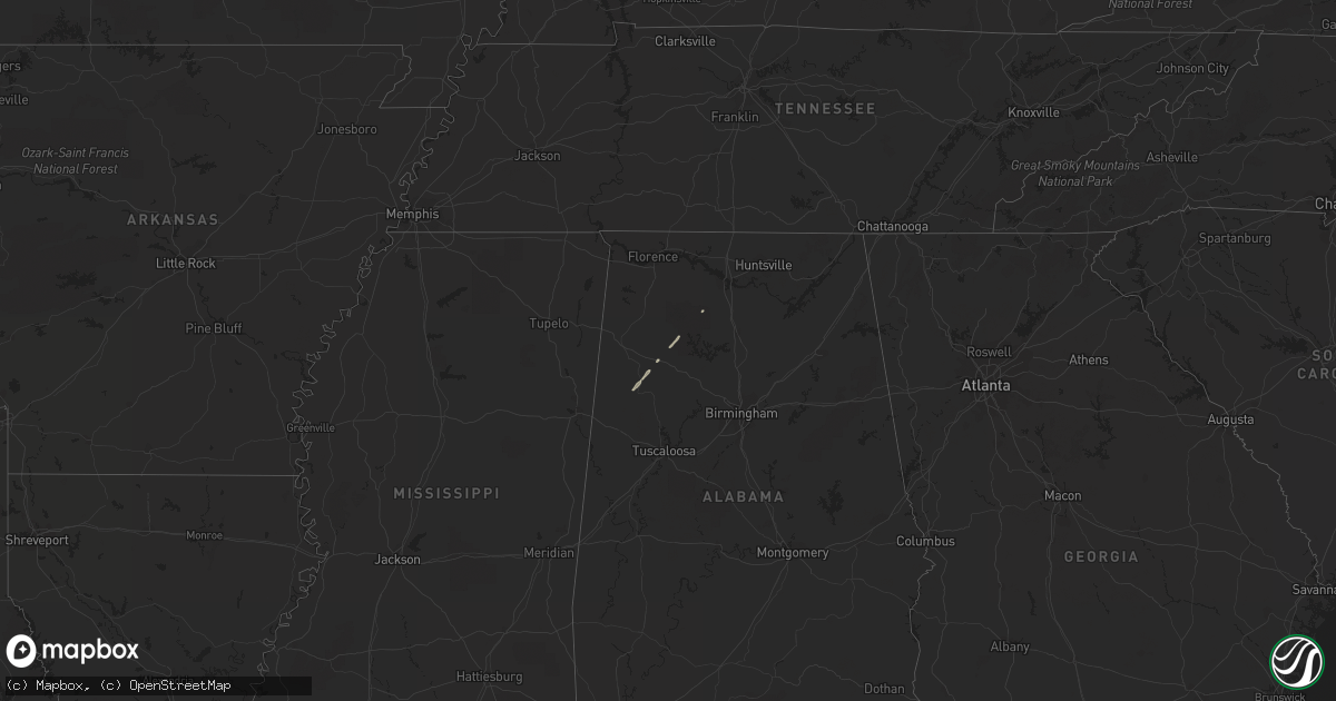 Hail map in Alabama on December 5, 2011