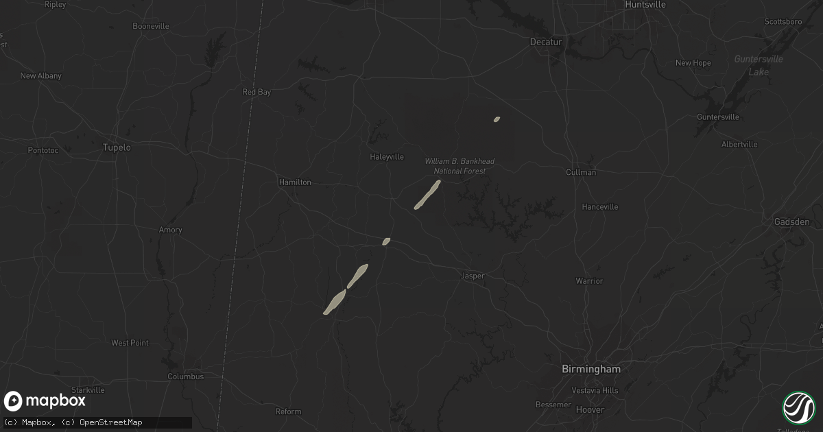 Hail map in Fayette, AL on December 5, 2011