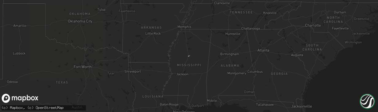 Hail map in Mississippi on December 5, 2014