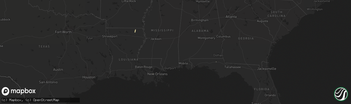 Hail map in Florida on December 5, 2016