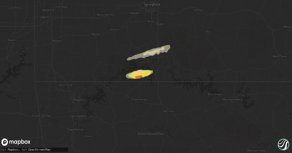Hail map in Blue Eye, MO on December 5, 2021