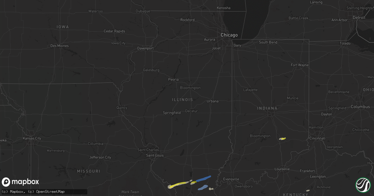 Hail map in Illinois on December 5, 2021