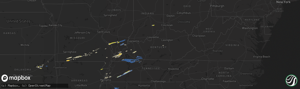 Hail map in Kentucky on December 5, 2021