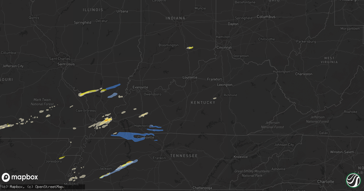 Hail map in Kentucky on December 5, 2021