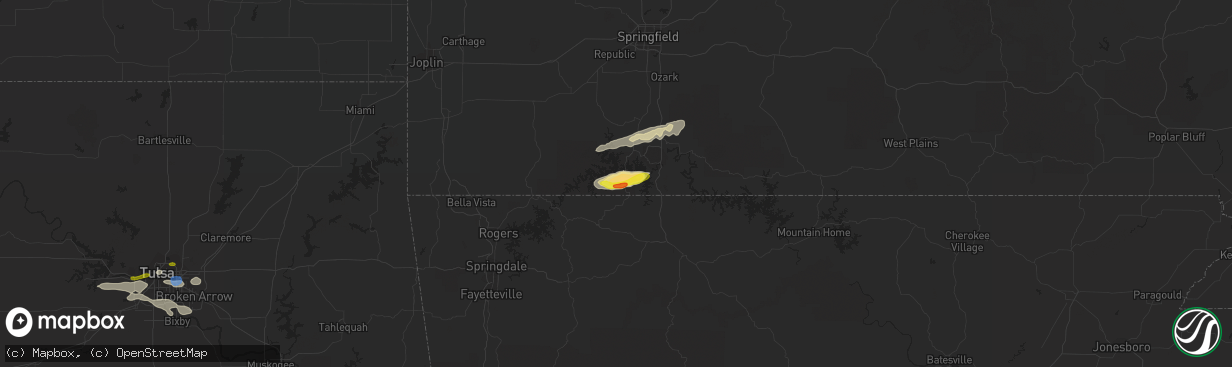 Hail map in Lampe, MO on December 5, 2021