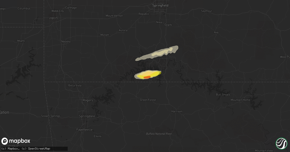 Hail map in Lampe, MO on December 5, 2021