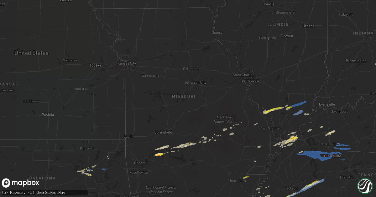 Hail map in Missouri on December 5, 2021