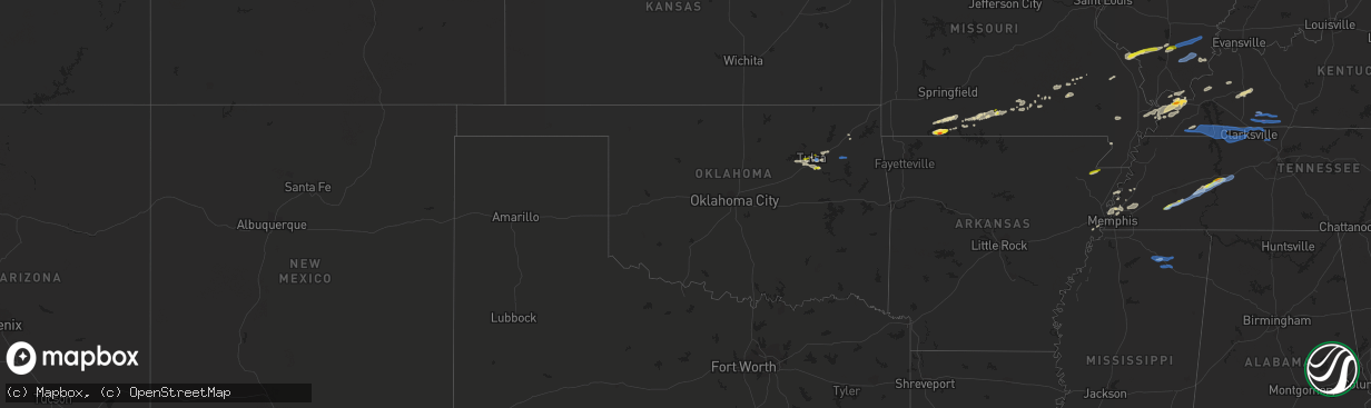 Hail map in Oklahoma on December 5, 2021