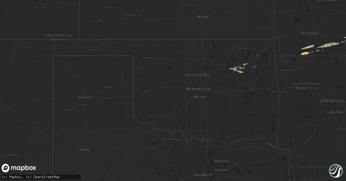 Hail map in Oklahoma on December 5, 2021