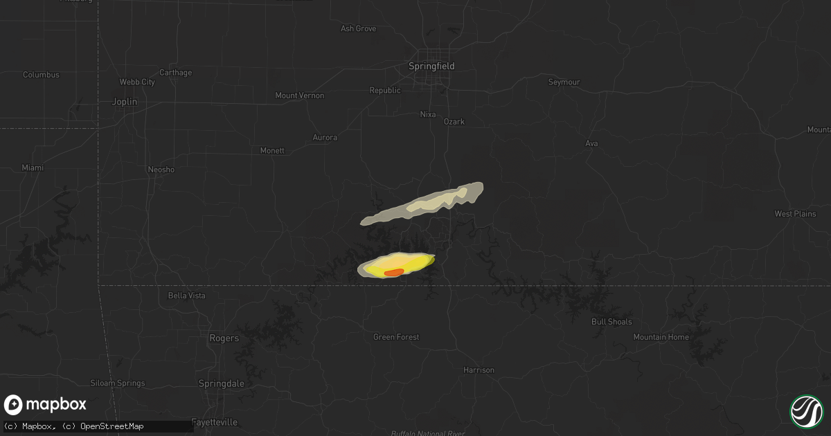 Hail map in Reeds Spring, MO on December 5, 2021