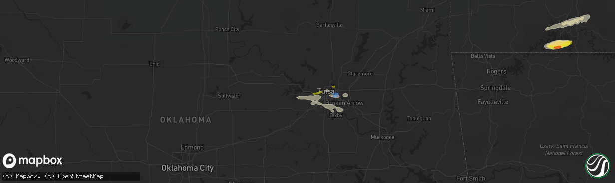 Hail map in Sand Springs, OK on December 5, 2021