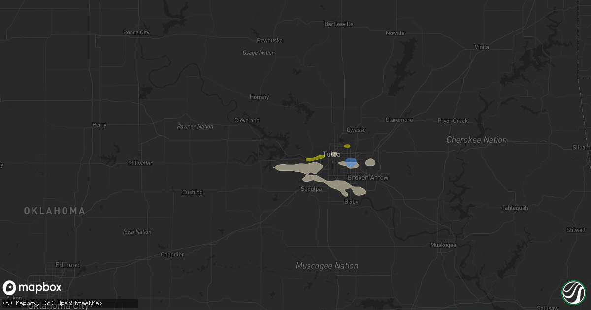 Hail map in Sand Springs, OK on December 5, 2021