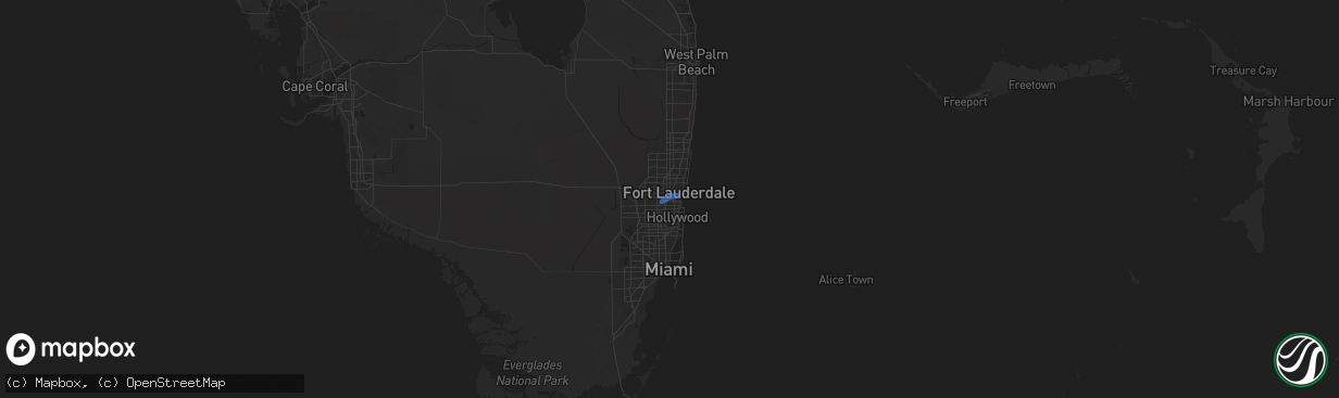 Hail map in Fort Lauderdale, FL on December 6, 2020