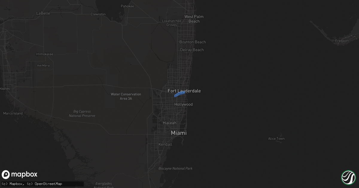 Hail map in Fort Lauderdale, FL on December 6, 2020