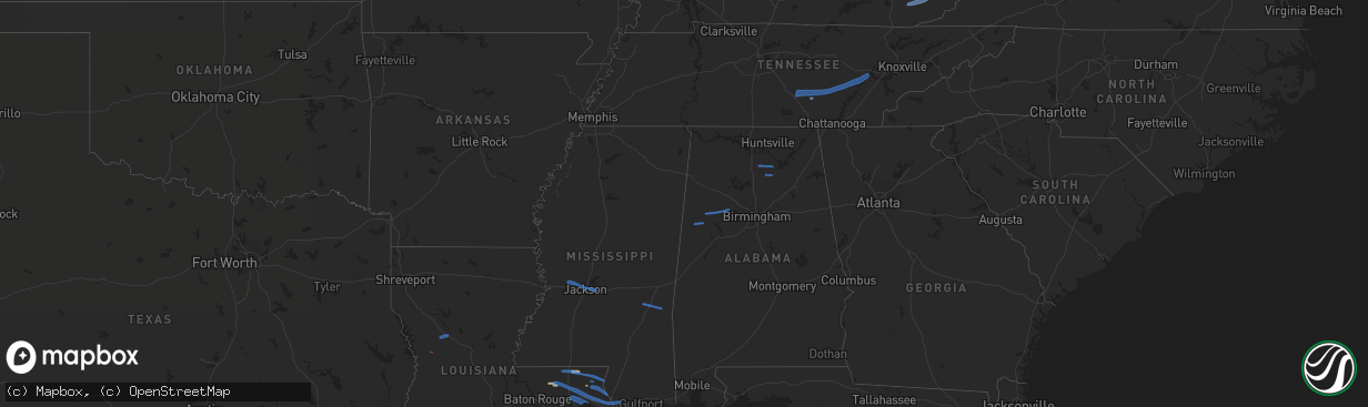 Hail map in Alabama on December 6, 2021