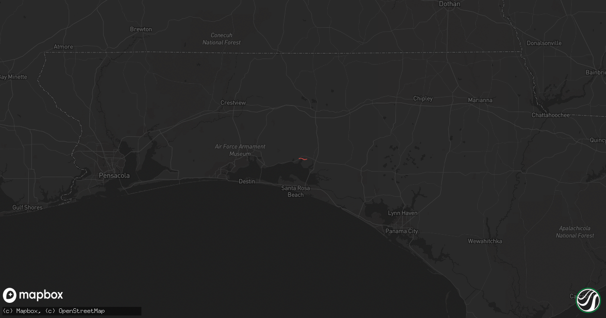 Hail map in Freeport, FL on December 7, 2021
