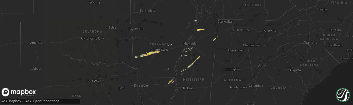 Hail map on December 8, 2012