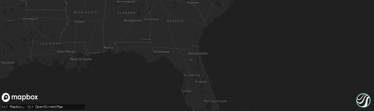 Hail map in Florida on December 8, 2021