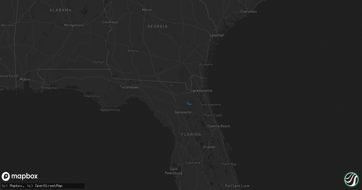 Hail map in Florida on December 8, 2021