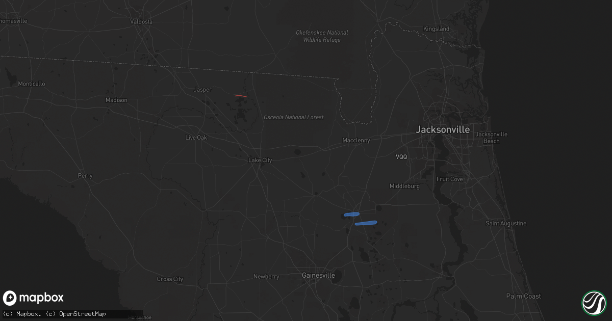 Hail map in Jasper, FL on December 8, 2021