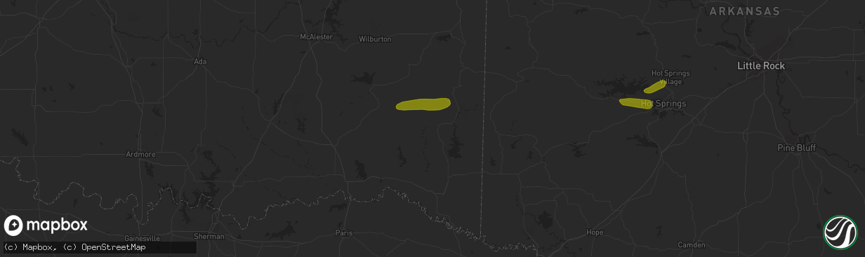 Hail map in Bethel, OK on December 8, 2023