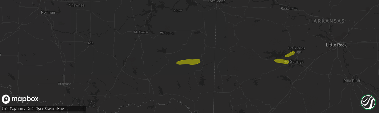 Hail map in Honobia, OK on December 8, 2023