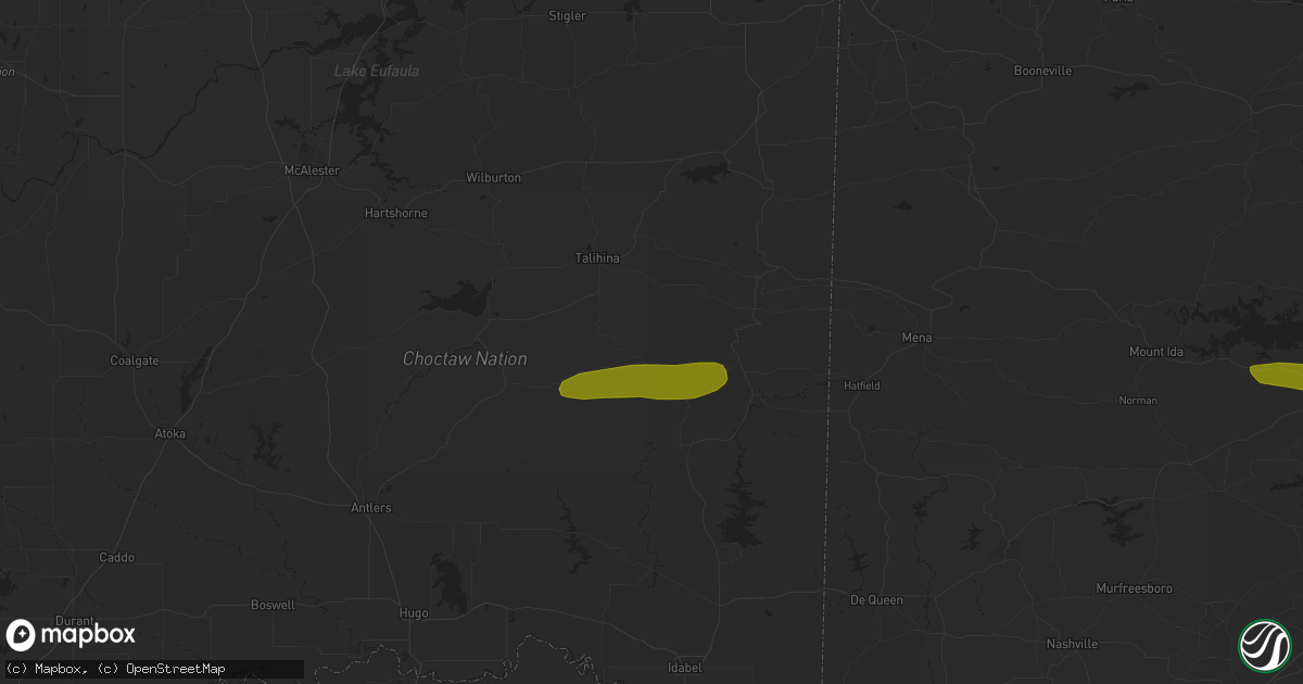 Hail map in Honobia, OK on December 8, 2023