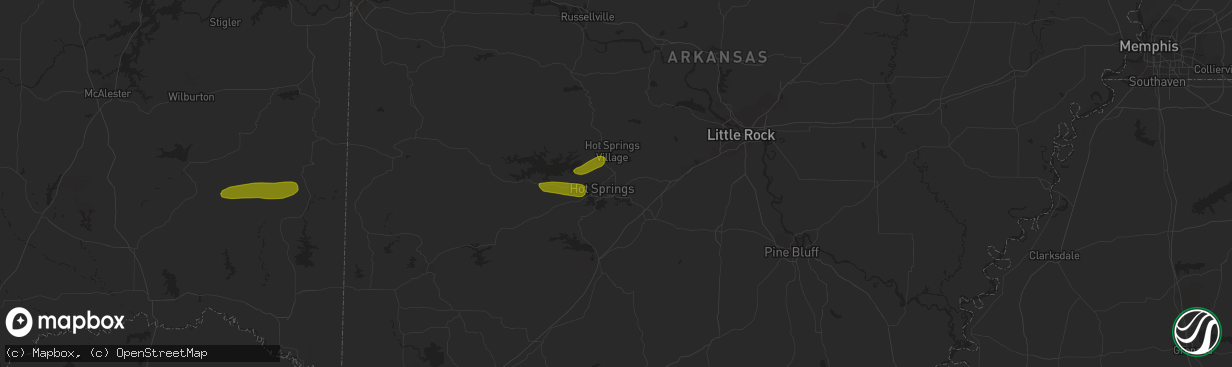 Hail map in Hot Springs National Park, AR on December 8, 2023