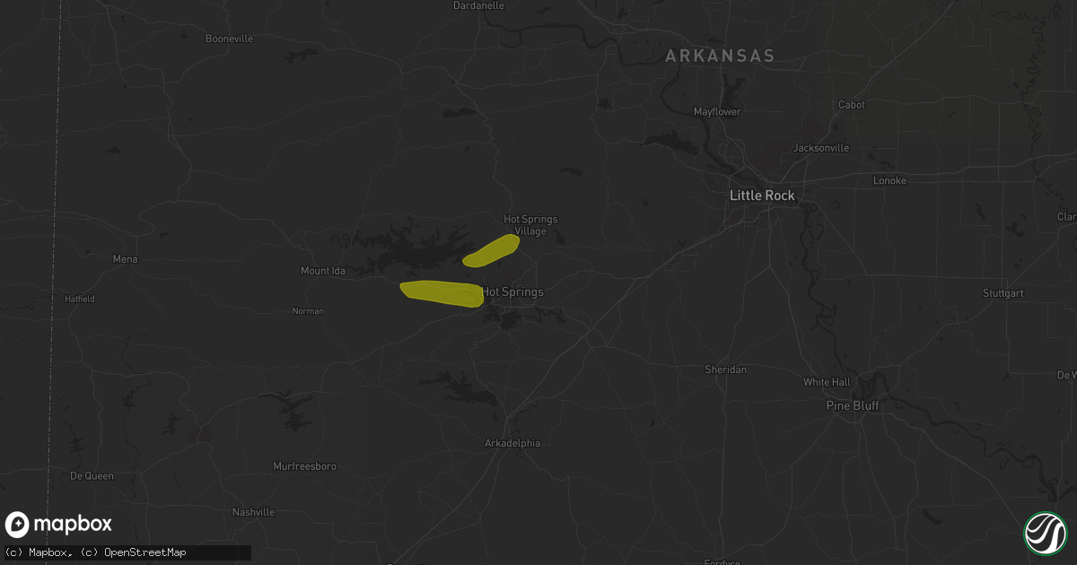 Hail map in Hot Springs National Park, AR on December 8, 2023