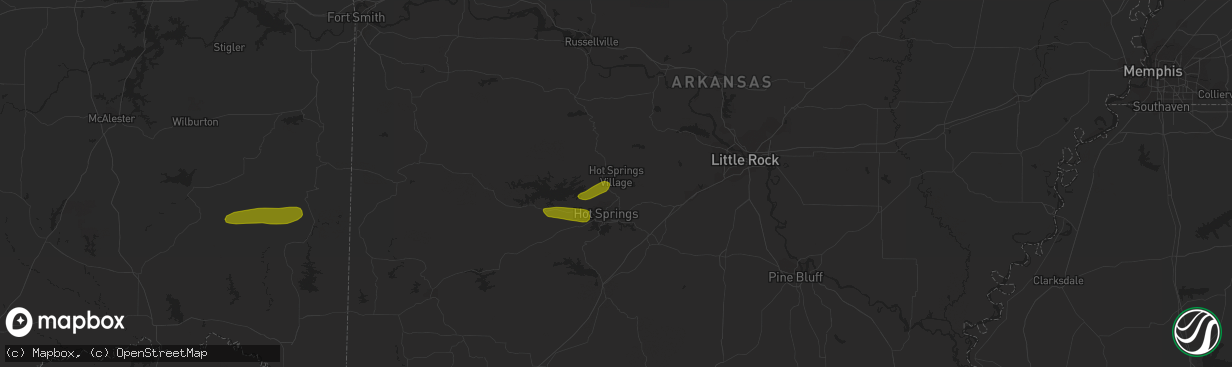 Hail map in Hot Springs Village, AR on December 8, 2023