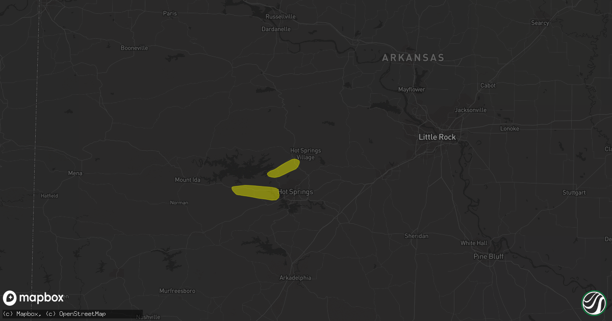 Hail map in Hot Springs Village, AR on December 8, 2023