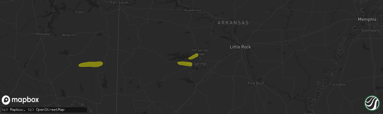 Hail map in Mountain Pine, AR on December 8, 2023