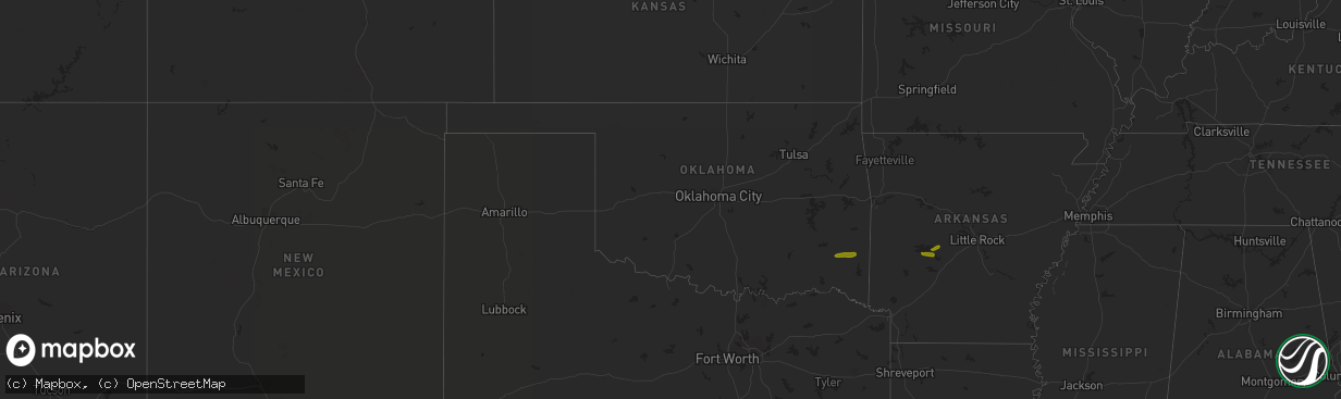 Hail map in Oklahoma on December 8, 2023